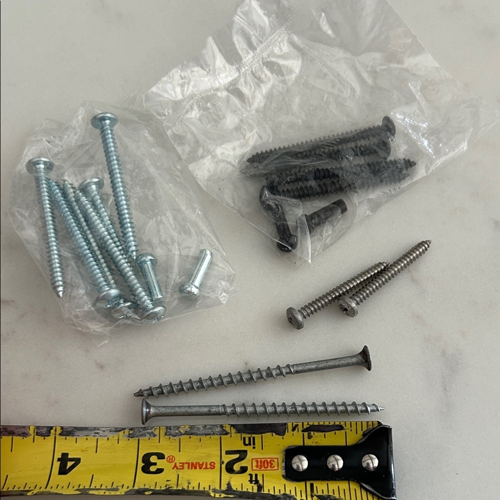 Assorted Metal Screws - Silver and Black Hardware- 3” and below